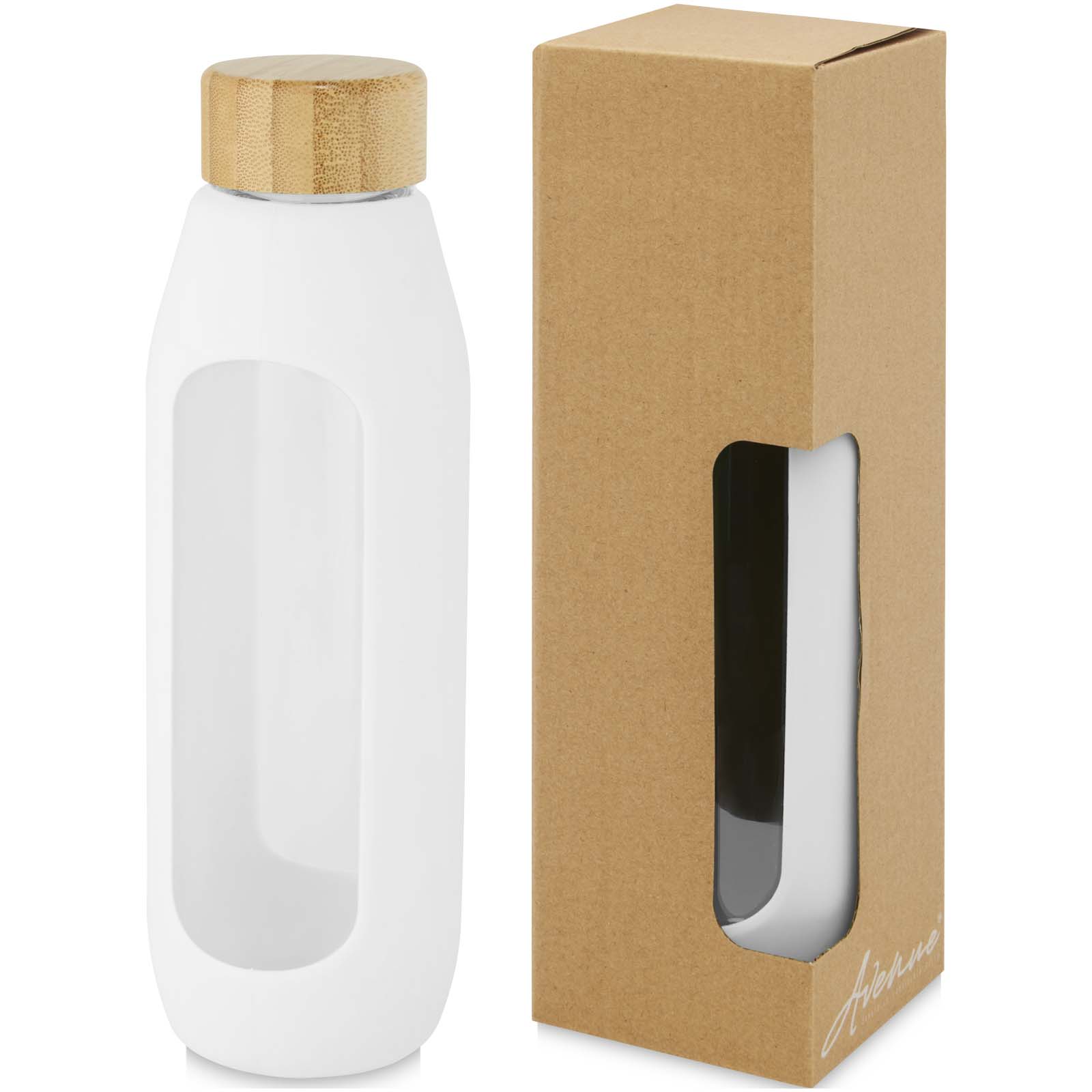 Tidan 600 ml flaska i borosilikatglas med silikongrepp