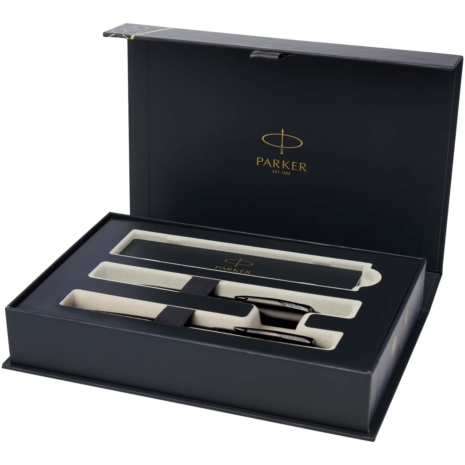 Parker IM set med akromatisk kulspetspenna och kulpenna med presentförpackning (svart/blått bläck)