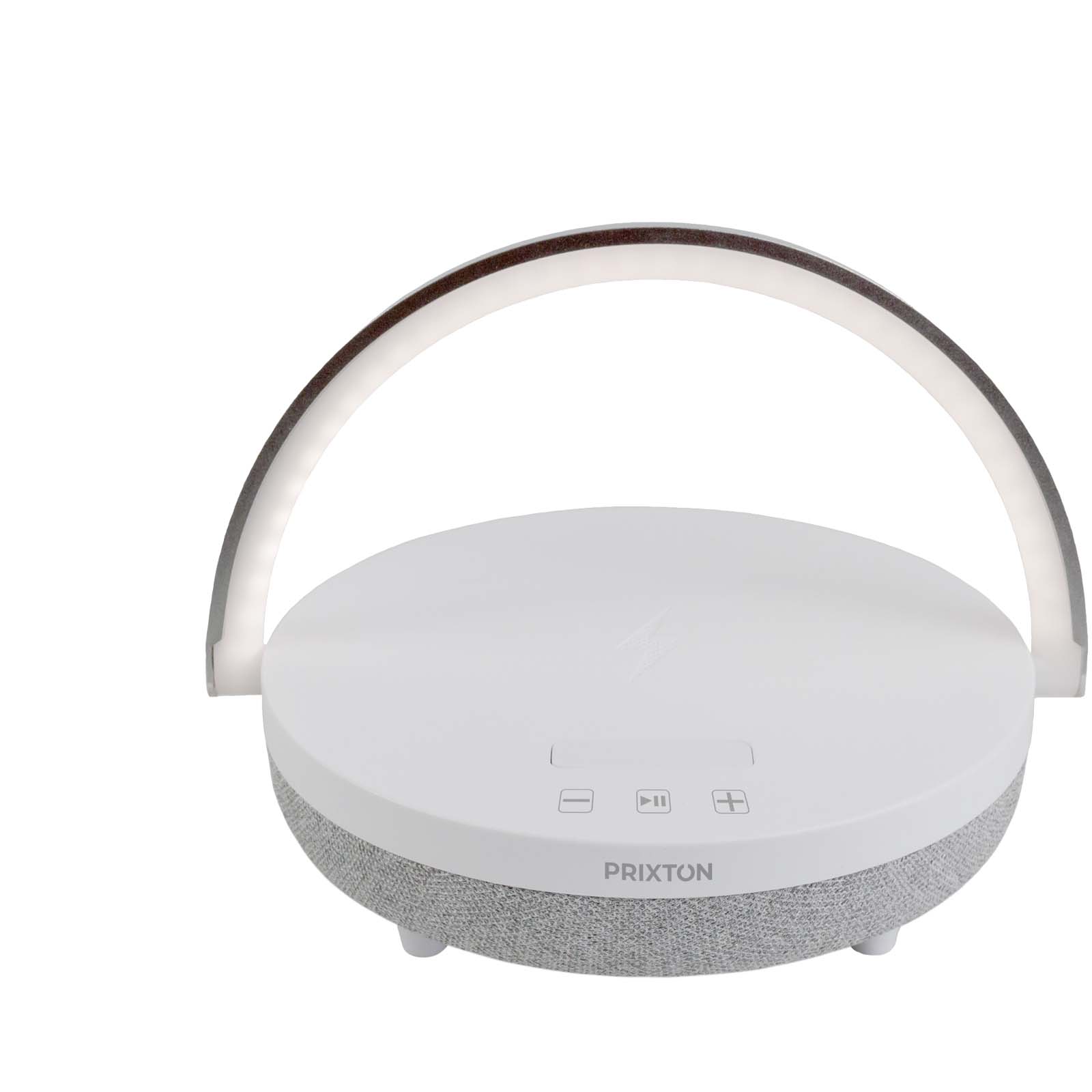 Prixton 4-i-1 Bluetooth®-högtalare på 10 W med LED-lampa och trådlös laddningsbas