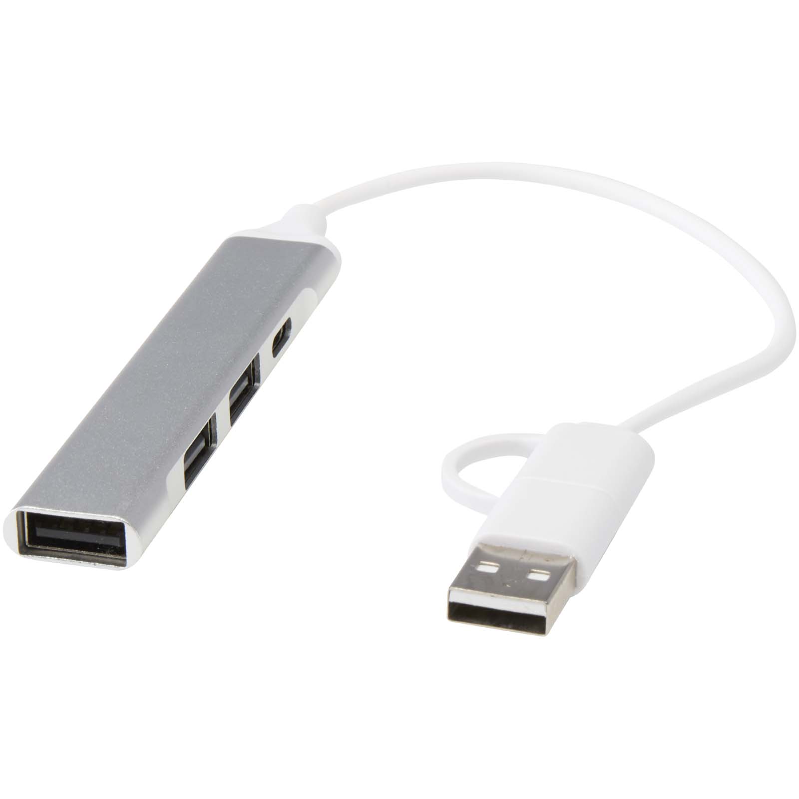 Alkaid 4-portars USB-A- och Typ-C-hubb med dubbla ingångar av återvunnen aluminium
