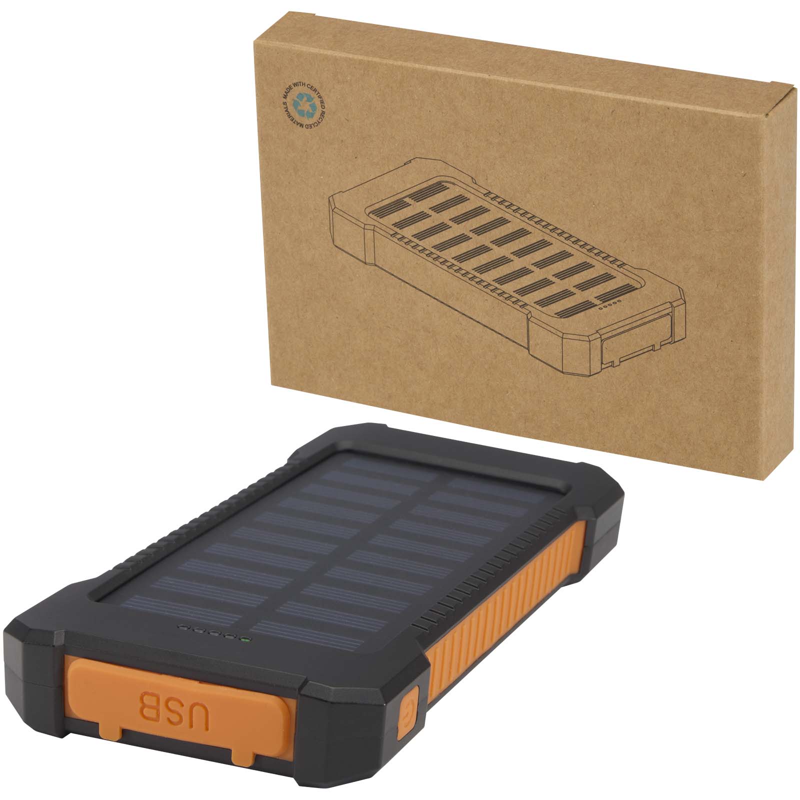 Altair 5 000 mAh 10 W robust solcellspowerbank av återvunnen plast med inbyggd ficklampa