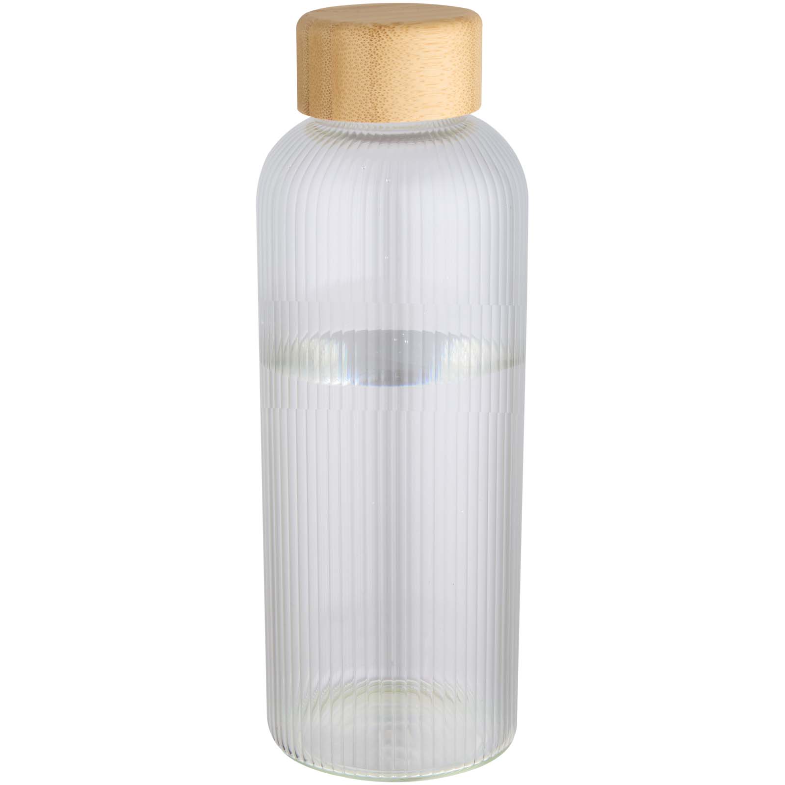 Mirage 650 ml enkelväggig flaska i borosilikatglas med lock i bambu